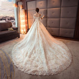 One-Word Shoulder Bridal Wedding Dress 2026 New Slim Simple Long Tail Hepburn Starry Sky Wedding Dress HZ0517