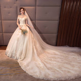 One-Word Shoulder Bridal Wedding Dress 2026 New Slim Simple Long Tail Hepburn Starry Sky Wedding Dress HZ0517