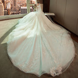 Supply 2025 New Hepburn Princess Dream Brat Simple Bridal Large-Size Super Fairy Long Tail Wedding Dress HZ0517