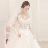 Long Sleeve Simple Shoulder-To-Shoulder-Light Wedding Dress 2026 New Korean Version Of Princess Dream Drag-Tailed Sen Family Travel Wedding Dress HZ0517