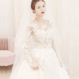 Long Sleeve Simple Shoulder-To-Shoulder-Light Wedding Dress 2026 New Korean Version Of Princess Dream Drag-Tailed Sen Family Travel Wedding Dress HZ0517