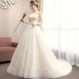 Super Fairy Bramed Light Wedding Dress 2026 New Champagne Coloren Tail French Wedding Dress White And Thin HZ0517