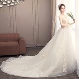Super Fairy Bramed Light Wedding Dress 2026 New Champagne Coloren Tail French Wedding Dress White And Thin HZ0517