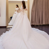 Dream Sen Series Shoulder Long Tailed Main Wedding Dress 2026 New French Super Fairy Bridal Wedding Dress Dress Dress HZ0517