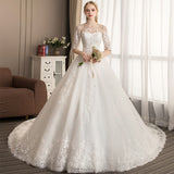 Supply Of Super Xiansen Main Wedding Dress 2026 New Thin White Word Shoulder Bride Tail Wedding Dress HZ0517