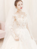 Long Sleeve Simple Shoulder-To-Shoulder-Light Wedding Dress 2026 New Korean Version Of Princess Dream Drag-Tailed Sen Family Travel Wedding Dress HZ0517
