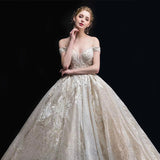 Mori's Starry Sky Main Wedding Shoulder Luxury French Heavy Industry 2026 New Bride Hepburn Tail Wedding Dress HZ0517