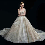 Mori's Starry Sky Main Wedding Shoulder Luxury French Heavy Industry 2026 New Bride Hepburn Tail Wedding Dress HZ0517