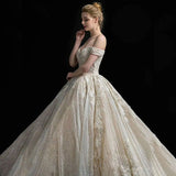 Mori's Starry Sky Main Wedding Shoulder Luxury French Heavy Industry 2026 New Bride Hepburn Tail Wedding Dress HZ0517