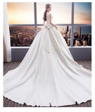 The Dents Is Tailed 2026 New Simple U-Neck White Slimy Wedding Dress Hepburn Bridal Dress HZ0517