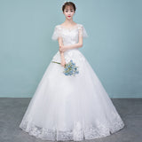 Light Wedding Dress 2026 New White Korean Bridal Word Shoulder Thin Simple Generous Wedding Dress HZ0517