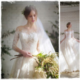 Wedding Dress Women 2026 New Bride Wedding Shoulder Super Fairy Long Sleeve Princess Lace Tugtail Thin HZ0517