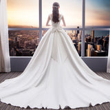 The Dents Is Tailed 2026 New Simple U-Neck White Slimy Wedding Dress Hepburn Bridal Dress HZ0517