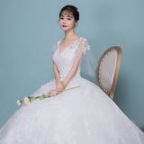 Qidi Wedding Dress 2026 New Spring Bride White Sexy V Collar Korean Princess Slim Slim Simple HZ0517