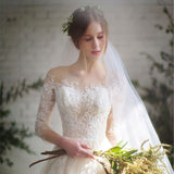 Wedding Dress Women 2026 New Bride Wedding Shoulder Super Fairy Long Sleeve Princess Lace Tugtail Thin HZ0517