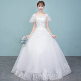Light Wedding Dress 2026 New White Korean Bridal Word Shoulder Thin Simple Generous Wedding Dress HZ0517