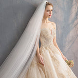Luxury Super Fairy Starry Bridal Wedding Dress 2026 New One-Word Princess Dream Wedding Long Tail Wedding Dress HZ0517