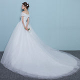 One-Word Shoulder Main Wedding Dress 2026 New French Simple Long Tail Line Simple Light Wedding Dress HZ0517