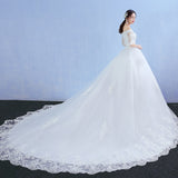One-Word Shoulder Wedding Dress Bride 2026 New Long-Tailed Dream Princess Korean Long Sleeves Thin Wedding Dress HZ0517