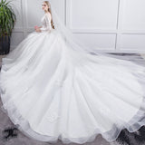 French Wedding Dress 2026 New Bride Shoulder-To-Shoulder Tail Dream Simple Lanky Sleeves Of Women HZ0517
