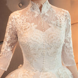 Wedding Dress 2026 New Hepburn Bride Wedding Collar Retro Long Tailed Princess Lined With Long Sleeve Wedding Dress HZ0517