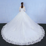 One-Word Shoulder Wedding Dress Bride 2026 New Long-Tailed Dream Princess Korean Long Sleeves Thin Wedding Dress HZ0517