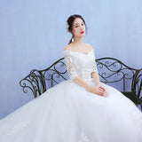 One-Word Shoulder Wedding Dress Bride 2026 New Long-Tailed Dream Princess Korean Long Sleeves Thin Wedding Dress HZ0517