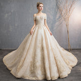 Luxury Super Fairy Starry Bridal Wedding Dress 2026 New One-Word Princess Dream Wedding Long Tail Wedding Dress HZ0517