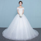 One-Word Shoulder Main Wedding Dress 2026 New French Simple Long Tail Line Simple Light Wedding Dress HZ0517