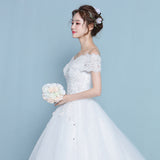 One-Word Shoulder Main Wedding Dress 2026 New French Simple Long Tail Line Simple Light Wedding Dress HZ0517