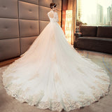 Wedding Dress 2026 New Hepburn Bride Wedding Collar Retro Long Tailed Princess Lined With Long Sleeve Wedding Dress HZ0517