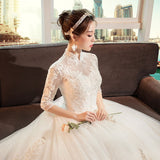 Wedding Dress 2026 New Hepburn Bride Wedding Collar Retro Long Tailed Princess Lined With Long Sleeve Wedding Dress HZ0517