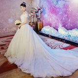 Light Main Wedding Dress 2026 New Bridal Wedding Tugs Tied Thin Simple Word Shoulder Travel Wedding Dress Woman HZ0517