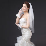 Bride Wedding Transparent Dress Short Gloves Wedding Dress With Finger Embroidery Bow Gloves HZ0517