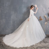 Bride Long Tail 2025 New Long-Sleeved Lace Repair Large Court Transparent Wedding Dress HZ0517