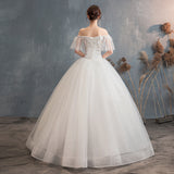 2025 New Supply Wedding Dress One-Word Shoulder Feather Sexy Lace Large Size Wedding Dress F50 HZ0517