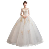 2025 New Champagne White Wedding Dress Small Super Fairy Dream Wedding Dress F52 HZ0517