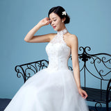 Second Hair 2025 New Large-Size Korean Version Of The Breast Hanging Neck Sweet Wedding Dress White Qidi Princess Wedding Dress T32 HZ0517