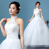 Second Hair 2025 New Large-Size Korean Version Of The Breast Hanging Neck Sweet Wedding Dress White Qidi Princess Wedding Dress T32 HZ0517