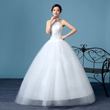 Second Hair 2025 New Large-Size Korean Version Of The Breast Hanging Neck Sweet Wedding Dress White Qidi Princess Wedding Dress T32 HZ0517