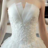 Wedding Dress Bridal Drag Tail Small Man 2026 New White Breast Lace Simple Fairy Temperament Sensi Temperament Wedding Dress HZ0517