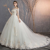 Light Main Wedding Dress Woman 2026 New French Word Shoulder Bride Goes Out Super Xiansen Simple Tail HZ0517