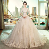 Court Main Wedding Dress Bride 2026 New Retro French Wedding Long Sleeves Long Tailed Main Wedding Dress HZ0517