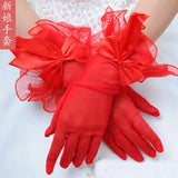 New Lace Bridal Gloves Red Lace Gloves Short With Finger Gloves Red Bridal Wedding Gloves HZ0517