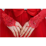 Wedding Long Lace Embroidery Gloves Wedding Dew Red Diamond Lace Bridal Wedding Dress Code Gloves HZ0517