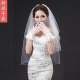 Bride Wedding Transparent Dress Short Gloves Wedding Dress With Finger Embroidery Bow Gloves HZ0517