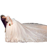 Court Wedding Dress 2026 Court Shoulder Size Thin Pregnant Woman Bride Princess Dream Long Tail HZ0517