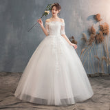 Wedding Dress Bridal Wedding Dress A Word Shoulder Sleeve Wedding Dress 2025 New Large-Size Wedding Dress F51 HZ0517