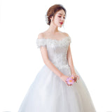 Direct Sales 2025 New Bridal Wedding Dress One-Word Shoulder Lace Flower Size Wedding Dress T52 HZ0517
