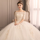 Light Main Wedding Dress Woman 2026 New French Word Shoulder Bride Goes Out Super Xiansen Simple Tail HZ0517